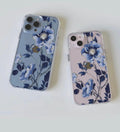 Elegant Blue Floral Transparent Phone Case