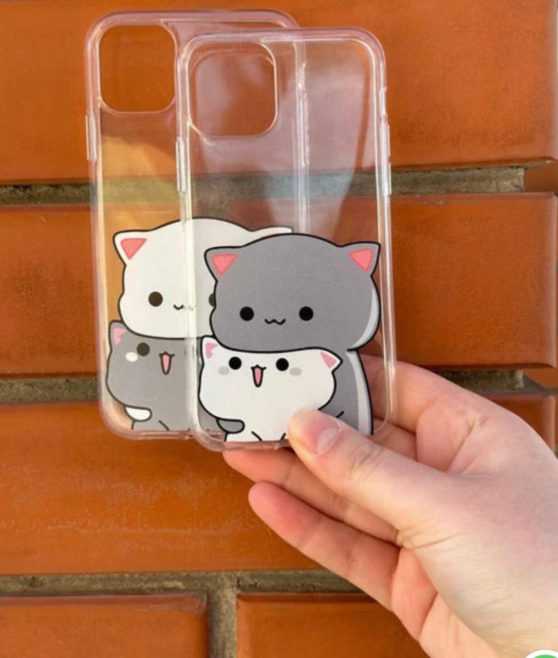 Cute Triple Cat Transparent Phone Case