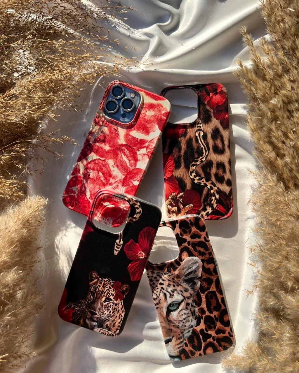 LIPSTICK KISS AND LEOPADS STYLE TRANSPARENT PHONE CASE