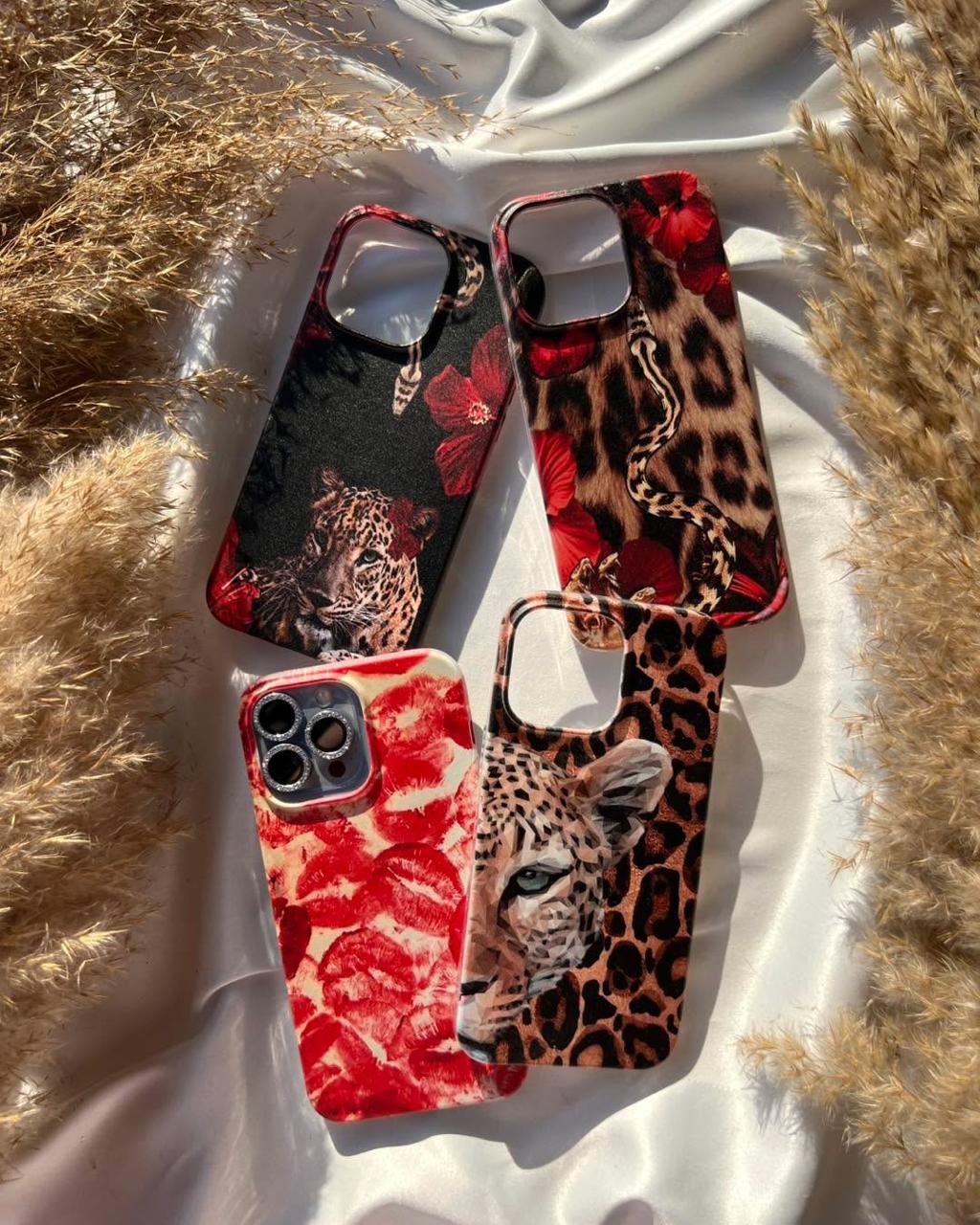 LIPSTICK KISS AND LEOPADS STYLE TRANSPARENT PHONE CASE