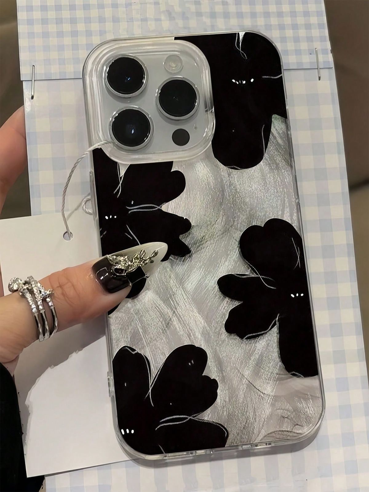 Black Abstract FlowerTransparent Case