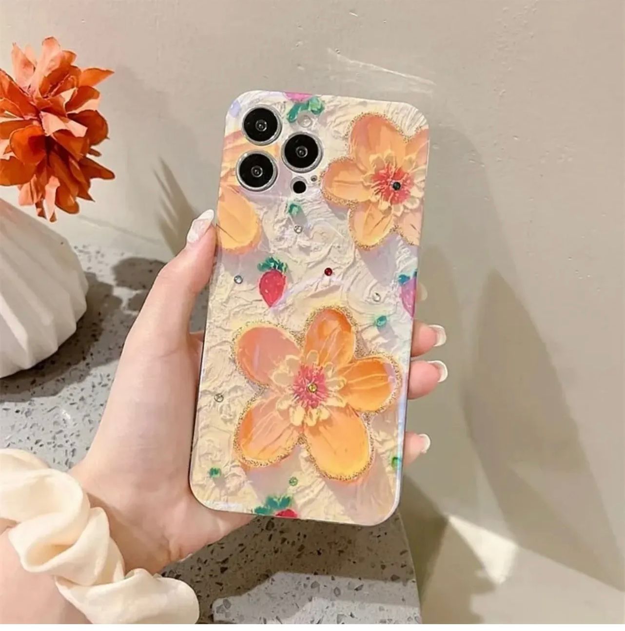 CUTE FLORAL GLOSSY COLOURFUL FLOWER CUSTERMIZED CASE