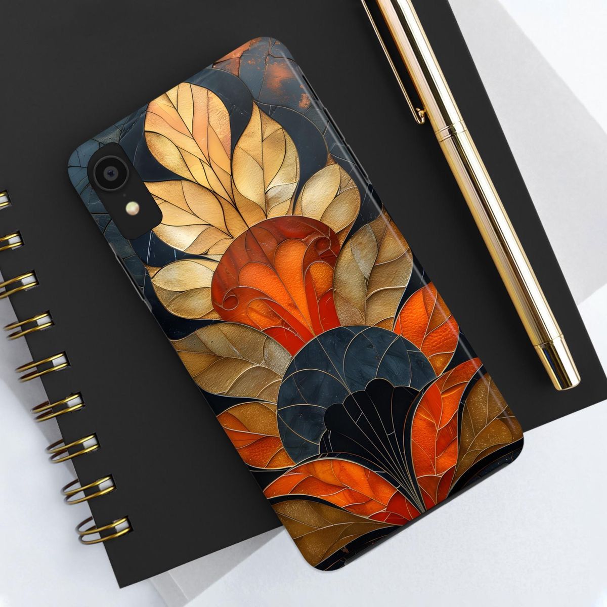 2D Printing Phone Case Design "Art Deco floral stained glass"