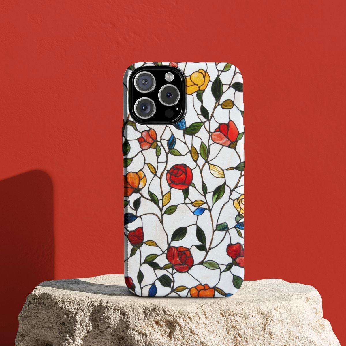 2D Printing Phone Case Design "stained glass roses"