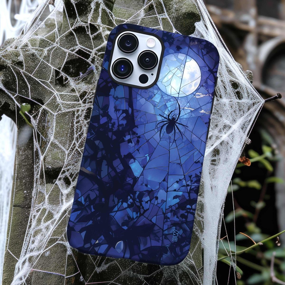 2D Printing Phone Case Design "Blue Spider Web"