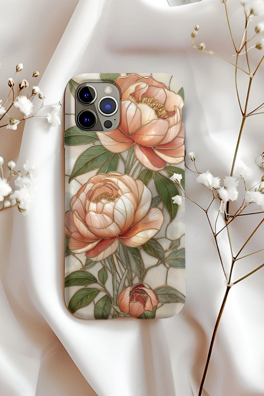 2D Printing Phone Case Design "Stained Glass Peony"
