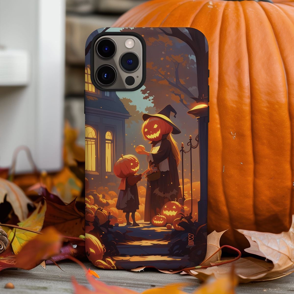 2D Printing Phone Case Design "Pumpkin Mom and Child Halloween"