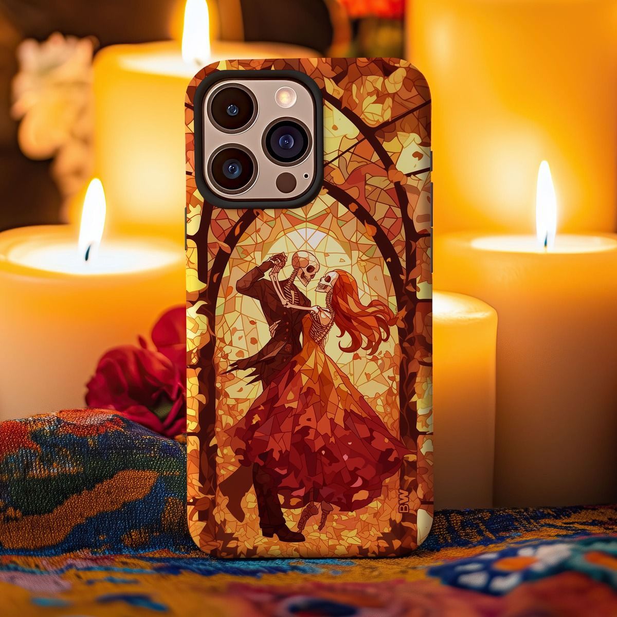 2D Printing Phone Case Design "Skeleton Couple Dancing Spooky Halloween"