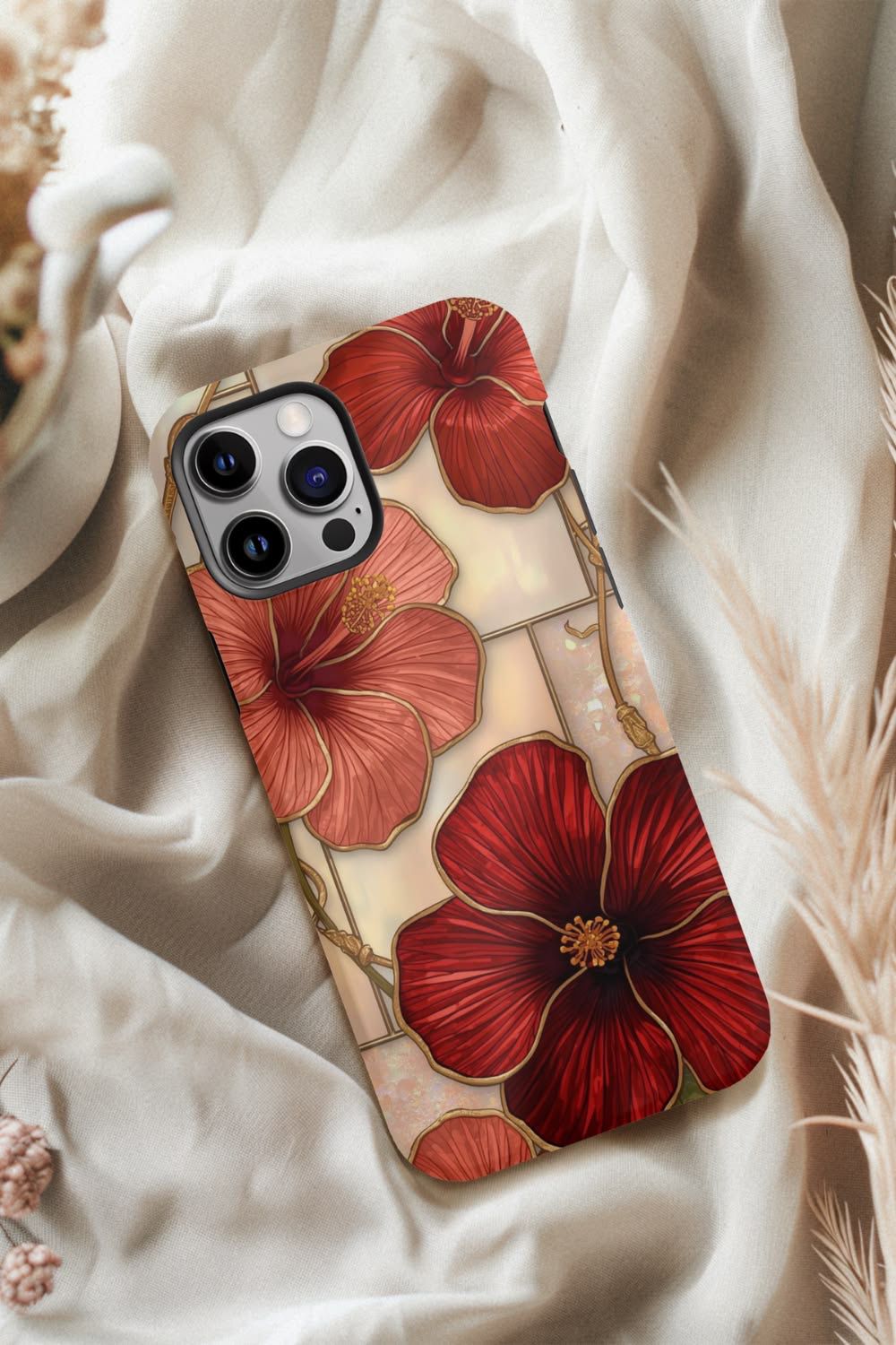 2D Printing Phone Case Design (Red Floral Style)