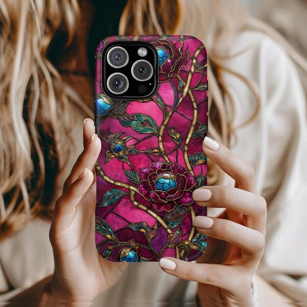 2D Printing Case Phone Design "Royal Pink Art Flower Design Case"