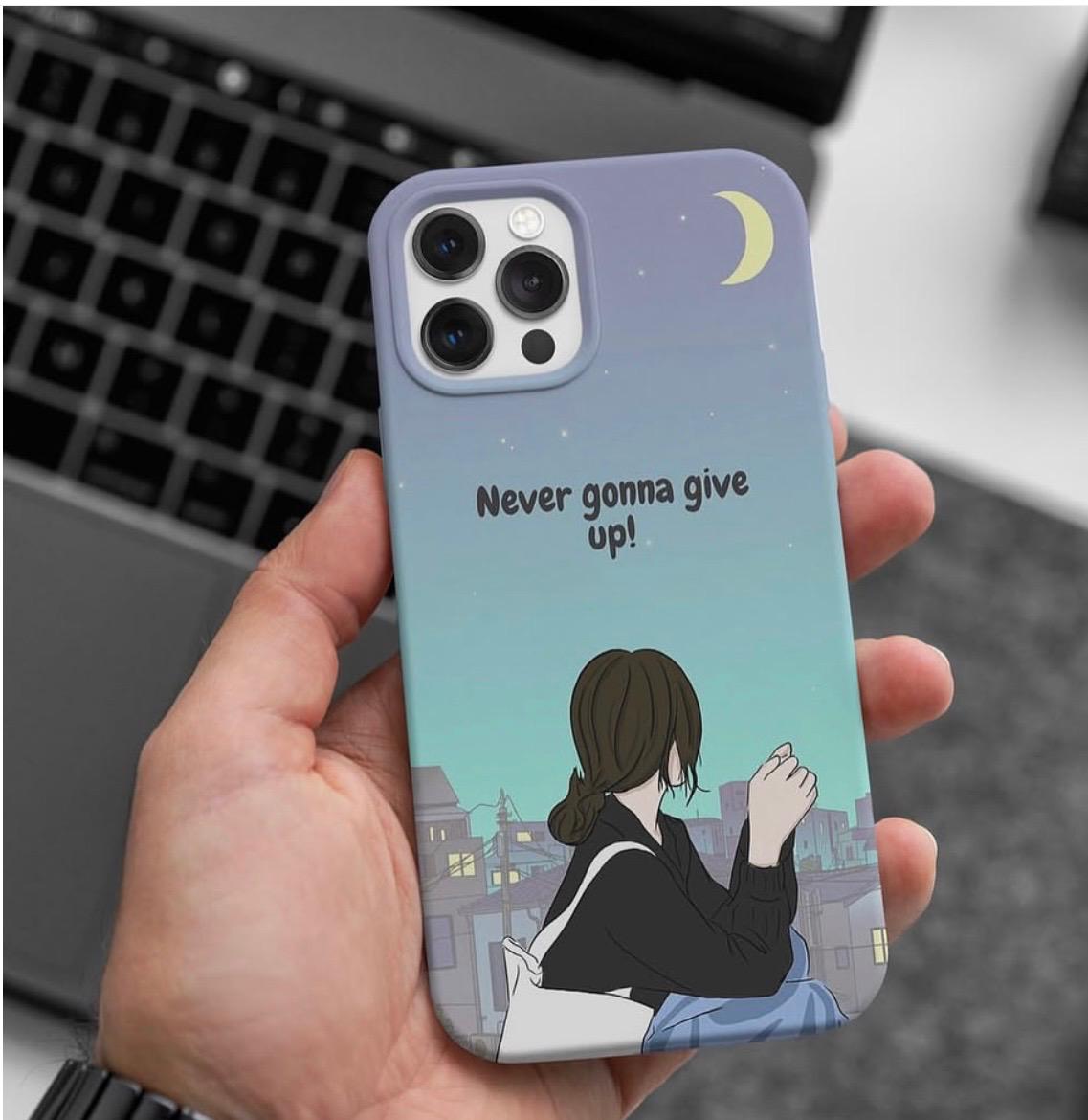 Never Give Up Anime Aesthetic Customized Phone Case