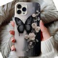 Black And White Butterfly Floral Phone Case